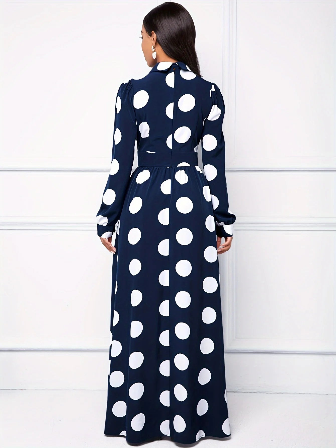 Long Sleeve Polka Dot Maxi Dress