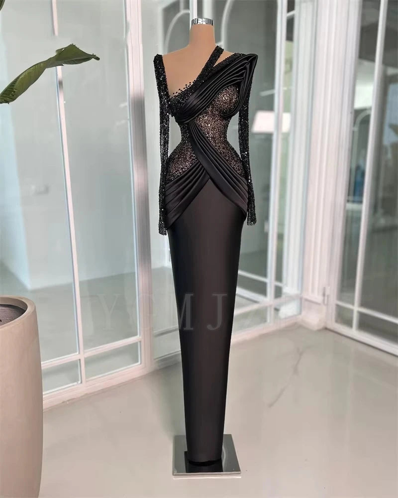 Black Elegant Long Sleeve Gown