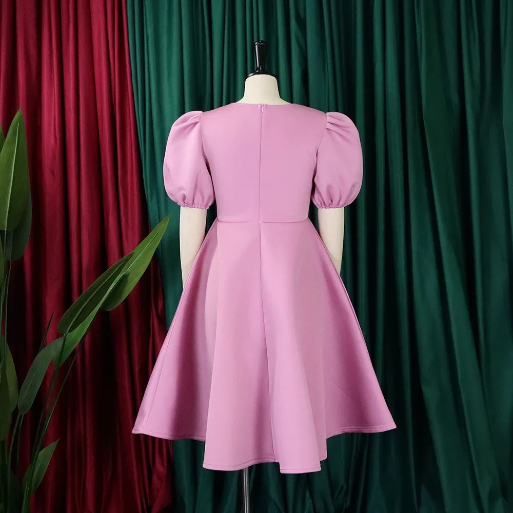 O Neck Short Sleeve Party Dress